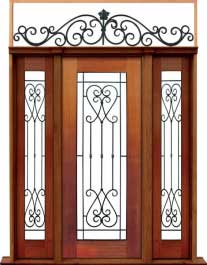 iron grille: single door + sidelight on left