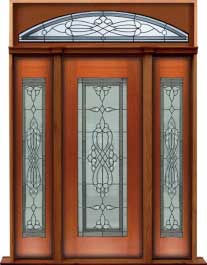 regent leadlight: double door + sidelight on right