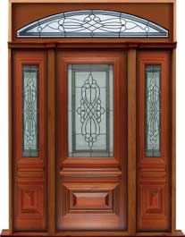 sovereign leadlight: single door +  two sidelights
