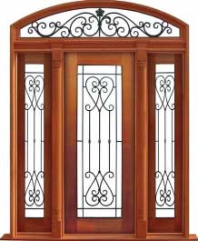 iron grille: single door + sidelight on left