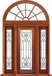 iron grille: single door + sidelight on left