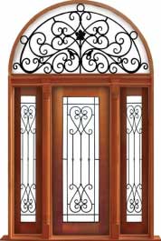 iron grille: single door + sidelight on left