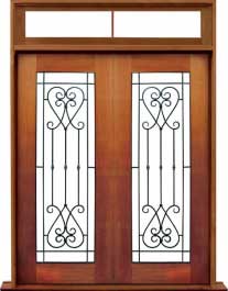 iron grille: single door + sidelight on left