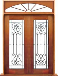 iron grille: single door + sidelight on left