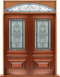 sovereign leadlight: single door +  two sidelights